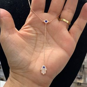Rose Gold plated hamsa evil eye Necklace